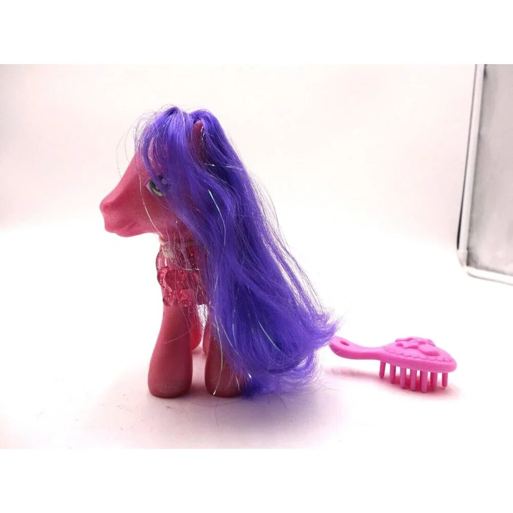 Hasbro's Pink My Little‎ Pony 2002  Kimono Purple Tinsel Hair Charm Necklace Br